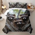 thumbnail image 2 of Castle Fairy Wildlife Raccoon Twin Quilt Set,Rough Tree Hollow Twin Coverlet Set,Brown Gray Green, 2 of 7