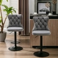 thumbnail image 4 of Sesslife Swivel Counter Height Bar Stools Set of 2, Upholstered Velvet Fabric High Bar Chairs with Golden Nail Trim, Adjustable Seat Height, Barstools with Back and Footrest for Kitchen Island, Gray, 4 of 14