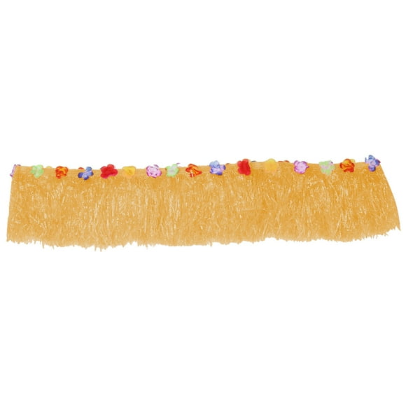 Colorful Flower Hawaiian Party Table Grass Skirt Cover Summer Beach Parties Decor(Light Brown)