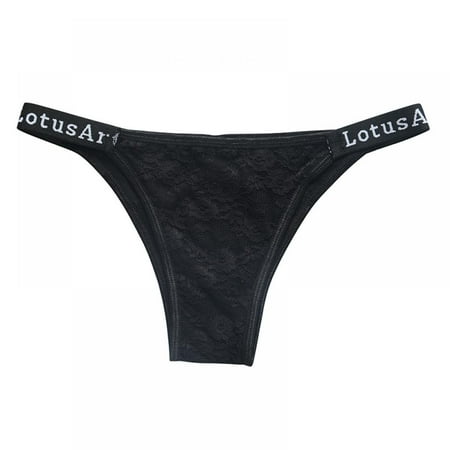 

Baywell Women s Premium Performance Thong with Logo Printed Elastic Waistband Black 77-110LBS