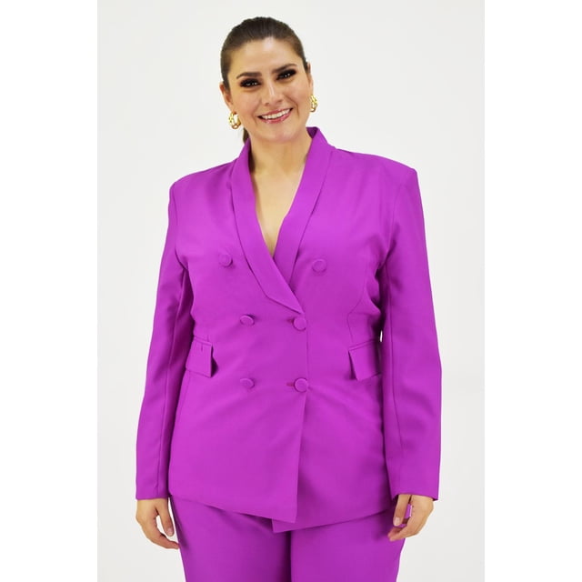 Blazer doble botonadura Roman Fashion /Tallas Extras, 1370 (Magenta) fucsia oscuro 42