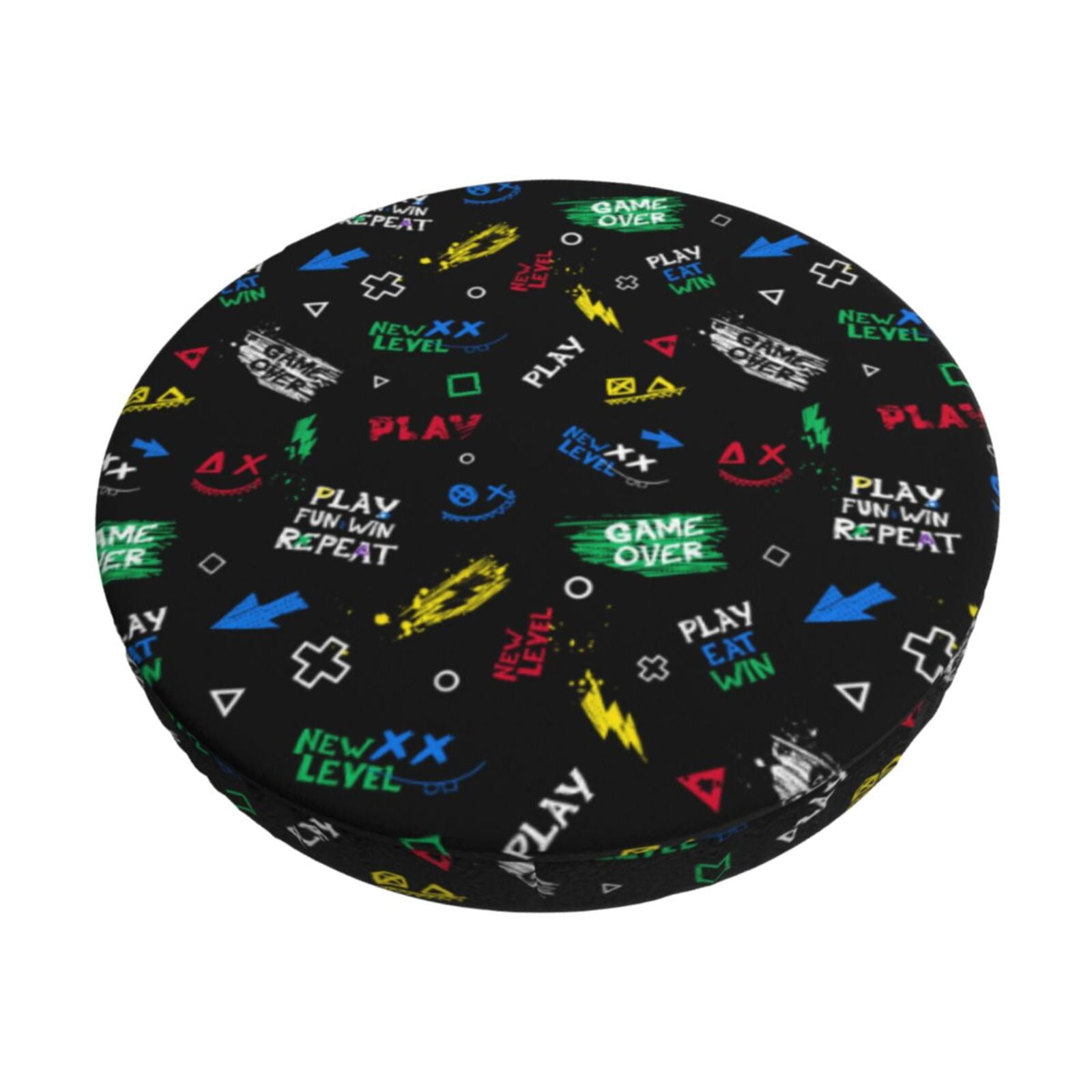 Easygdp Gamepads Print Easy To Install Bar Stool Covers&Stool Covers Round&Elastic Stool Cover, Barstool Covers,Washable&Bottom With Elastic Edge-14 inch