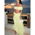 thumbnail image 3 of Women’s Boho 2-Piece Beach Set – Off-Shoulder Crop Top & High-Waisted Flowing Maxi Skirt, Plus Size Summer Outfit, 3 of 5