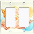 thumbnail image 2 of Metal Light Switch Wall Plate Outlet Cover (Ocean Sea Shell Conch Clam Beach Sand - Double Rocker), 2 of 2