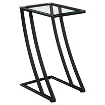 Monarch Specialties Accent Table, C-shaped, End, Side, Snack, Living Room, Bedroom, Tempered Glass