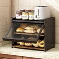 thumbnail image 1 of Panera para Pan para Encimera de Cocina, Exhibidor Vitrina para Pan 2 Capa, Caja de Pan con Ventana Transparente de Visualización, Panera de Metal, Organizador de Cocina, Frutas y Verduras, 1 of 7