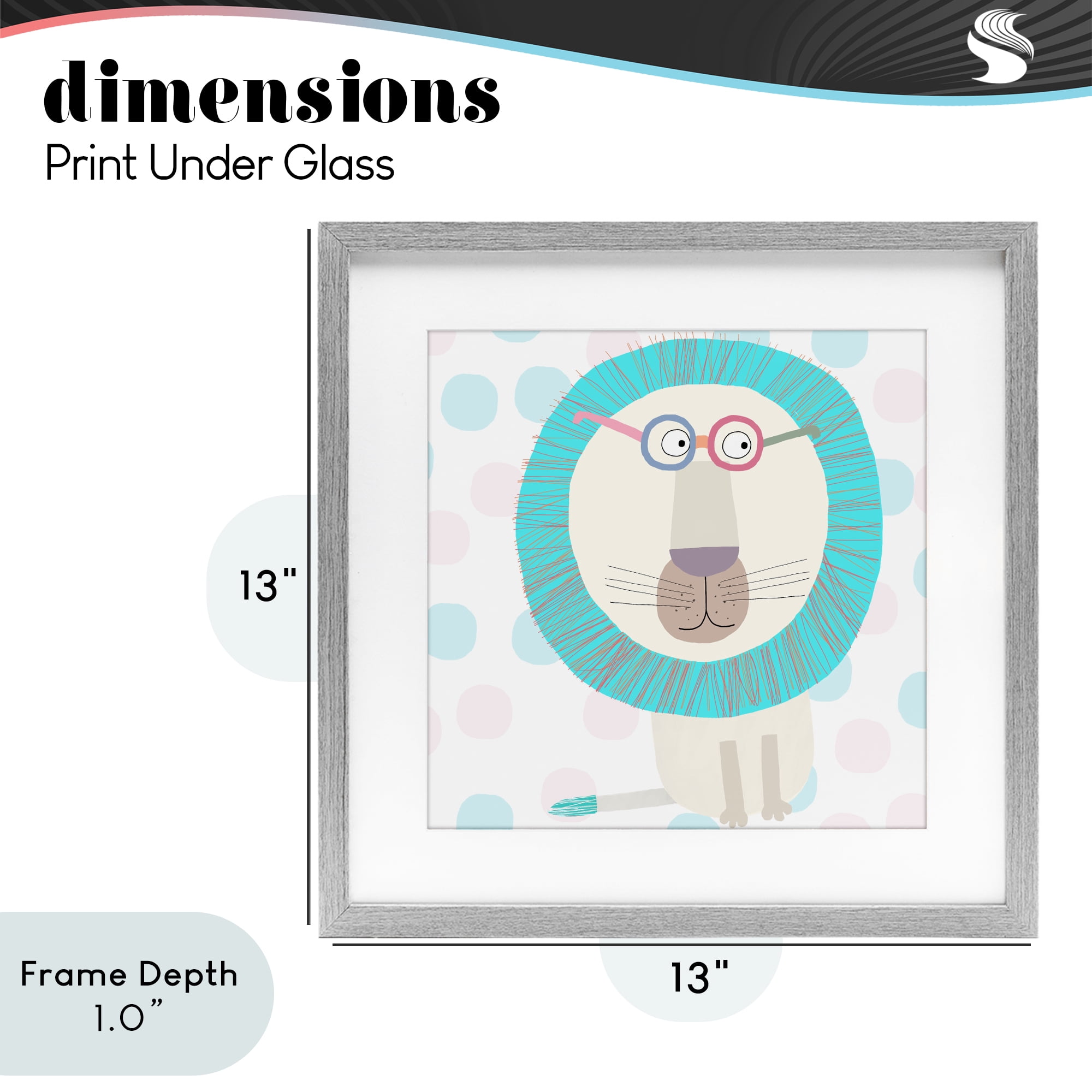 Stupell Industries Electric Blue Lion Gray Framed Print Under Glass, design by Carla Daly