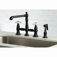 thumbnail image 3 of Kingston Brass KS7270PXBS English Country 8" Bridge Kitchen Faucet with Sprayer, Matte Black, 3 of 5