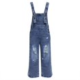 thumbnail image 5 of Women's Classic Denim Ripped Jumpsuit - Loose Fit, Adjustable Straps, Casual Style, 5 of 5