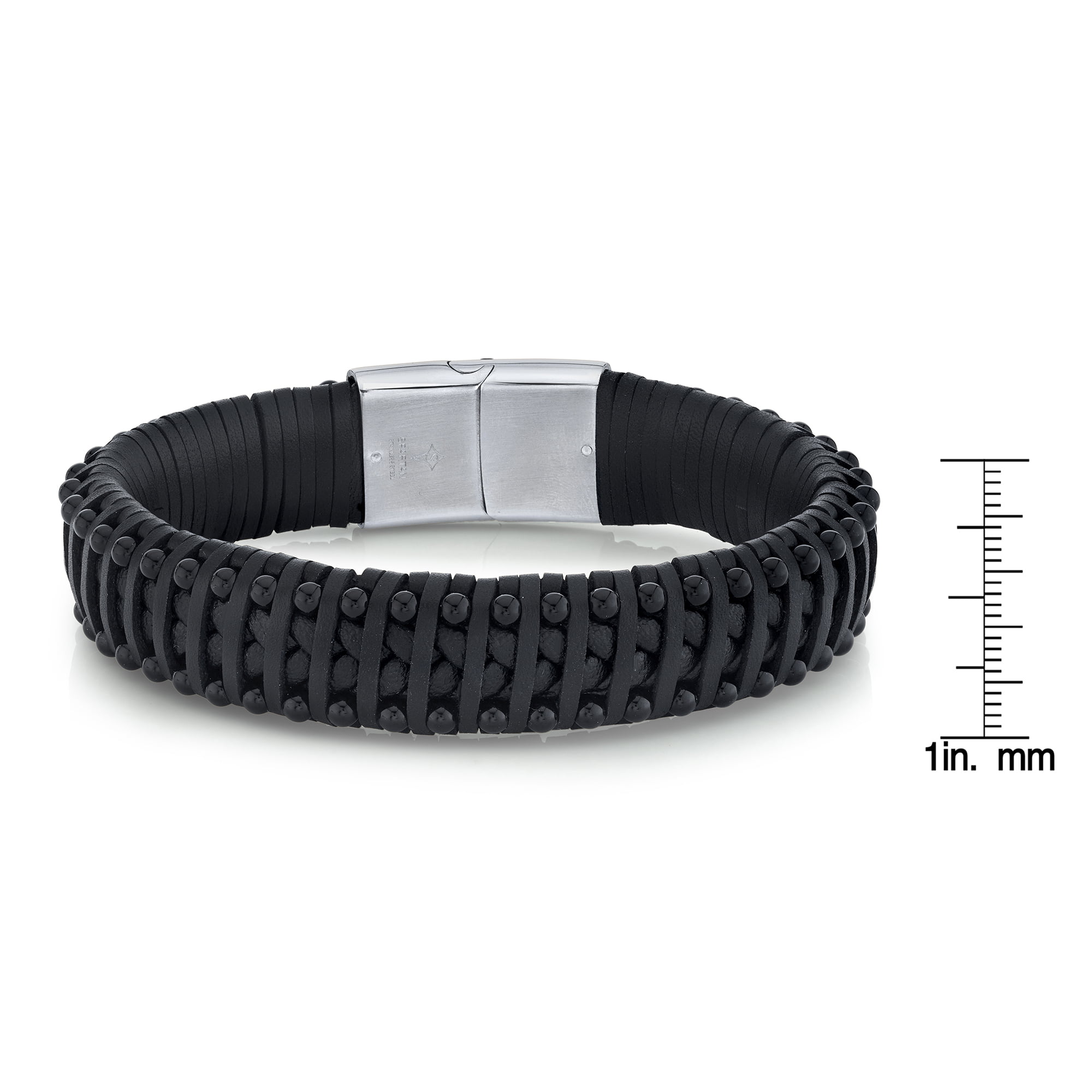 SPARTAN Agate and Black Leather Men's Bracelet