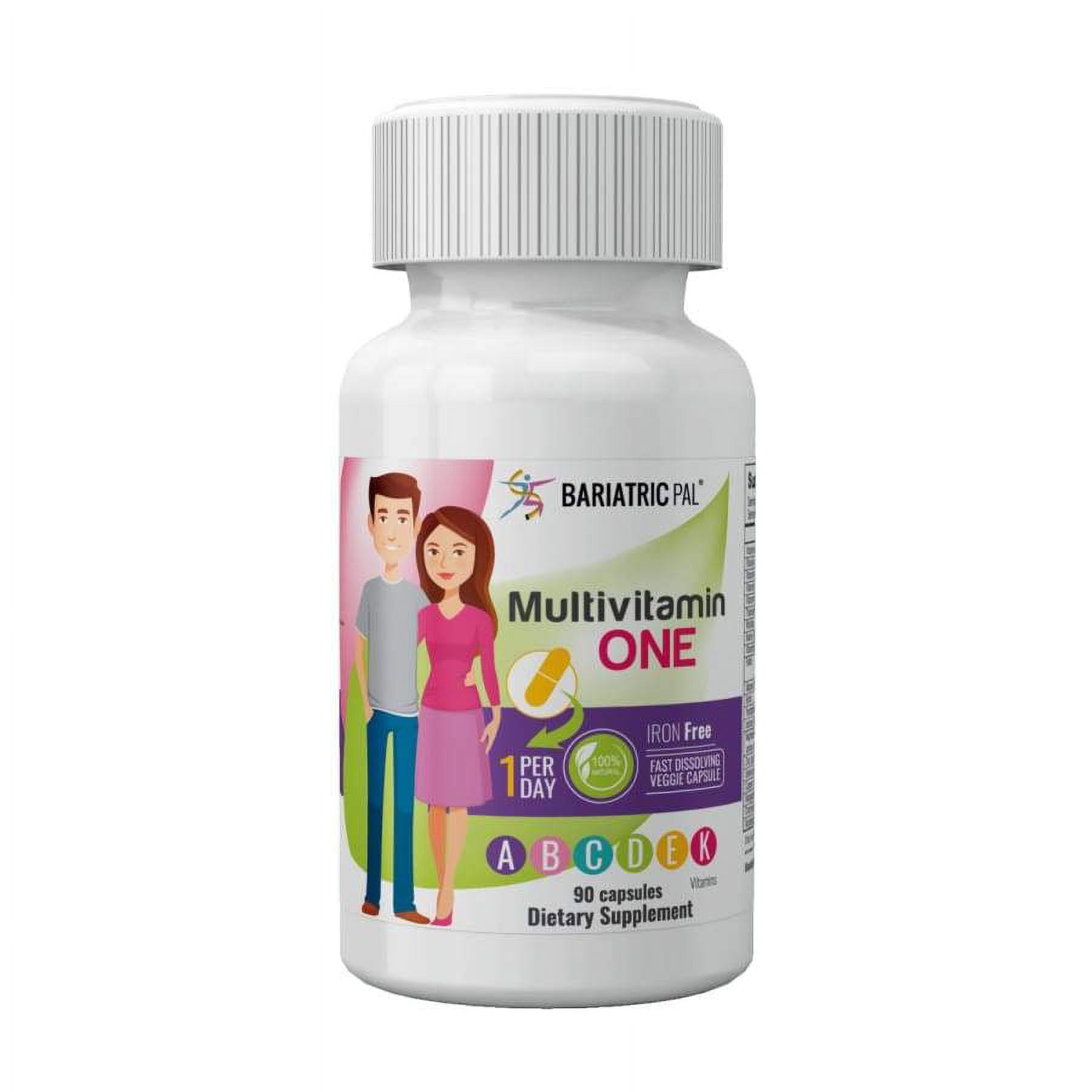 BariatricPal Multivitamin ONE "1 per Day!" Bariatric Multivitamin Capsule - Iron Free Size: 6-Month Supply