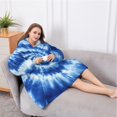 thumbnail image 5 of Oversized Wearable Blanket Hoodie,Blue White Tie Dye Spiral Pattern Sherpa Blanket Hoodie with Super Pockets,Super Warm Fuzzy Pullover for Women & Men, 5 of 6