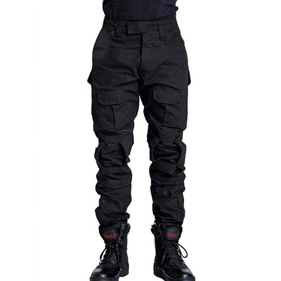 TRGPSG Men's Hiking Pants, Ripstop Camo Cargo Pants, Multi-Pocket Casual Work Pants WG3F Black 38