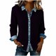 thumbnail image 3 of TaTaai Women's Loose Fit Blouse Long Sleeve Lapel Collar Waffle Knit Design Button Front Denim Style Casual Top Gift, 3 of 5