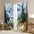 thumbnail image 2 of Feelyou Modern Cycling Lover Blackout Curtains Set of 2 (52x84 Each), Watercolor Mountain Window Curtains, Teens Kids Boys Girls Curtains and Drapes, Curtains and Drapes Decor, 2 of 6