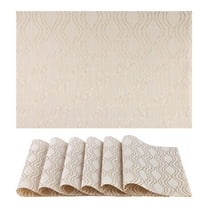 Unique Bargains Set of 6 Plastic Placemats Kitchen Mat for Dining Table Decor Gold