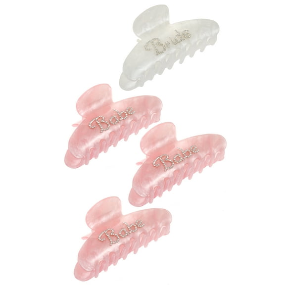 Bride and Bridesmaid Hair Clips Set, White and Pink, 4 Pieces Pack by Trimmings