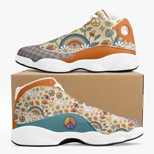 Ni - ke Retro 70s Groovy Mushroom Unique Shoes A J 13 Sneakers Casual Hippie Vibes