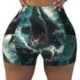 thumbnail image 2 of Picia Wave Ocean Animal Shark Printed Workout Shorts for Women Seamless Scrunch Butt Lifting High Waisted Yoga Gym Booty Running Moisture-wicking Short Pants-Medium, 2 of 9