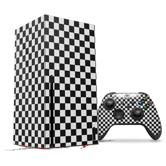 WraptorSkinz Skin Wrap compatible with the 2020 XBOX Series X Console and Controller Checkered Canvas Black and White (XBOX NOT INCLUDED)