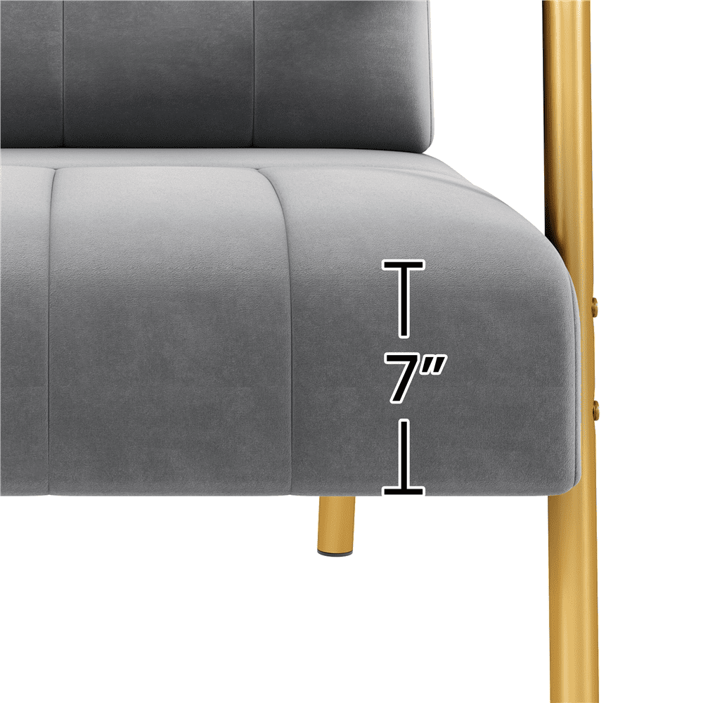 Renwick Velvet Accent Armchair with Cozy Pillow, Light Gray