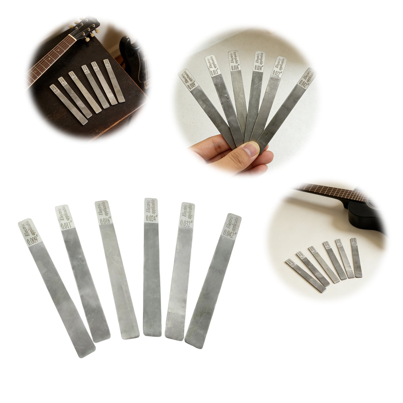 Hersfrd 6Pcs Guitar Nut Fret File Multifunctional Fret Crowning Files Slot Luthier Repair Tool Guitar Nut Frets Cleaning Tools for Electric Acoustic Guitars & Bass Care (Electric 09-42)