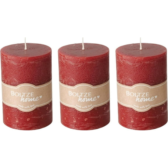 3 Piece Unscented Pillar Candles with 45 Hours Burn Time, Marbled Surface