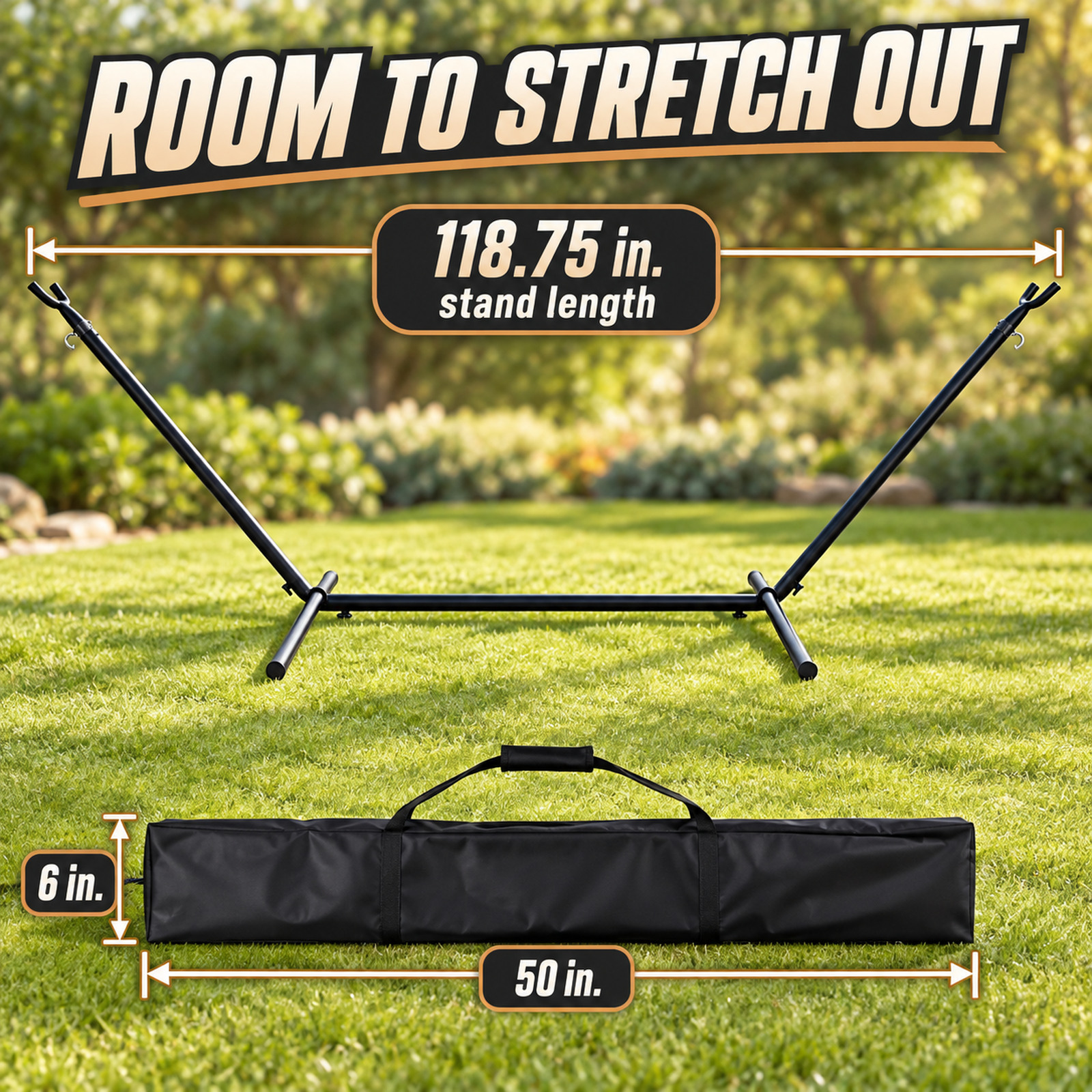 SUGIFT 2-Person Cotton Hammock with Stand, 450 lb photo 5