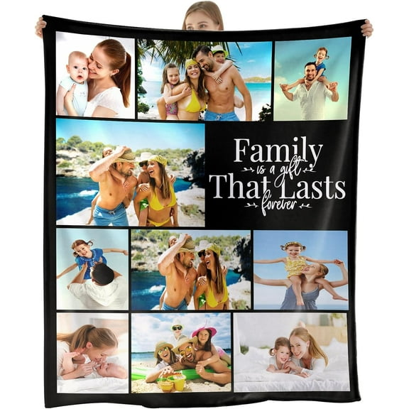 Personalised Blanket with Photos Custom Photos Blankets with Text Personalised Couples Gifts Customised Pictures Blanket Birthday for Adults Mom Dad Family Friends Dog Pets