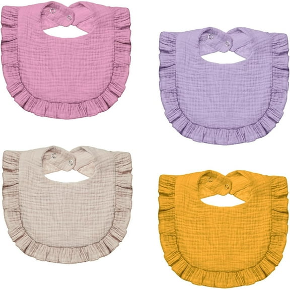 Minzimin Muslin Baby Drool Bibs - 4-Pack Cotton Unisex Bandana for Boys Girls, Teething and Drooling