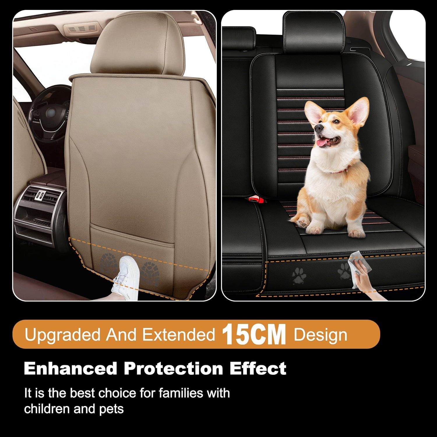 Car Seat Covers for Buick Enclave 2017-2025 Waterproof Car Seat Covers Cushion Protector with Lumbar Support Red,Front Set(2 Seats)