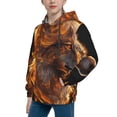 thumbnail image 2 of Kdxio Gold Flame Pattern Wolf Pattern Boys Athletic Unisex Boys Girls Hoodie with Pocket Sweatshirts-Large, 2 of 6