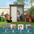 thumbnail image 5 of 5x3 ft Outdoor Storage Shed, Metal Garden Tool Shed with Lockable Doors, for Outsides,Yard, Backyard Patio, Lawn - Brown, 5 of 8