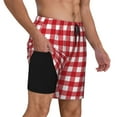 thumbnail image 2 of Kdxio Red Checkboard Print Mens Swim Shorts with Mesh Lining, Breathable and Quick-Drying, Adjustable Waist, Privacy Pocket-XX-Large, 2 of 6