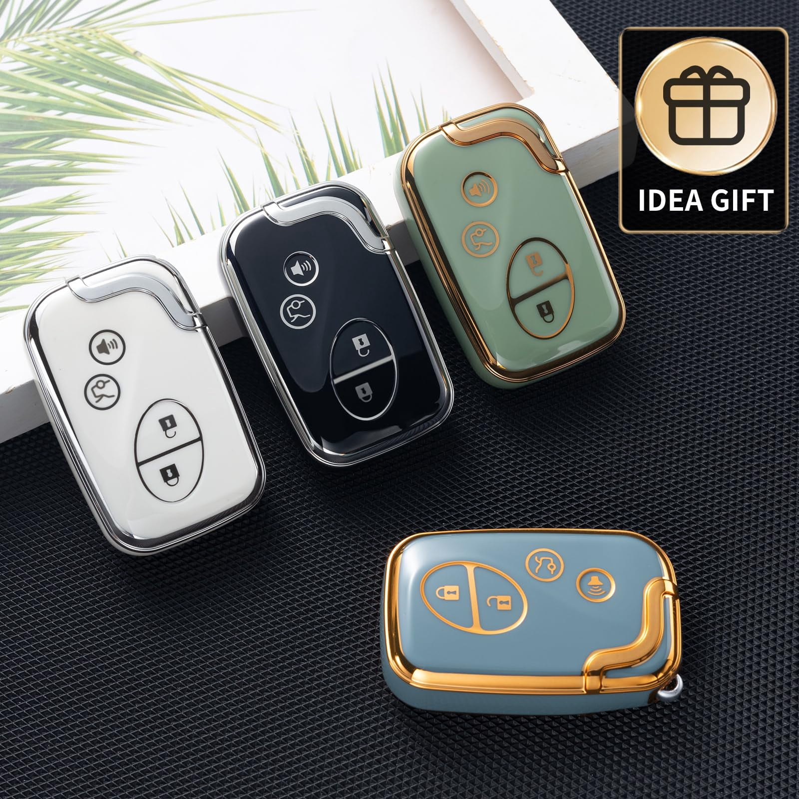 Premium Genuine Leather Key Fob Sleeve with Lanyard for Lexus GX460 RX350 ES350 IS250 LX570 IS350 GS430 4-5 Button Smart Remote Protector