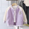 thumbnail image 2 of KPOPLK Kids Baseball Jacket Long Sleeve Letterman Varsity Jackets for Boys Buttons Down Coat Quick Dry Clothing Size 18-24 Months,Light Purple, 2 of 8