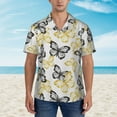 thumbnail image 2 of Susaid Golden Glitter Butterflies Print Short Sleeve Shirts Button Down Casual Shirts Summer Beach Aloha Button Down Short Sleeve for Men ,Medium, 2 of 7