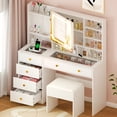thumbnail image 3 of Ktaxon Large 47.2" Makeup Vanity with 3 Color Lights, Vanity Desk with USB Charging Station, Vanity Makeup Table with Visible Drawers, Hidden and Open Storage Shelves, White, 3 of 11