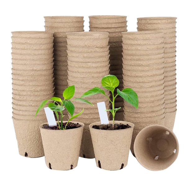 Peat Pots, 120 Pcs 3.15 Inch Seed Starting Pots with Drainage Holes