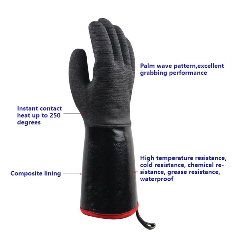 Oven Mitts - 1 Pair Of Quilted Lining - Heat Resistant Kitchen Gloves,16  Inches Long, Grey