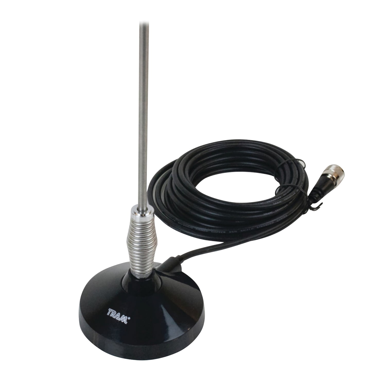 Tram Center-Load Stainless Steel Whip CB Magnet-Mount Antenna Kit with 3-1/2-In. Magnet and Cable