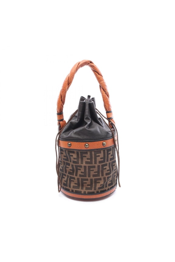Pre-Owned Fendi Zucca Bucket Bag Handbag, Canvas and Leather, Women's, Brown/Black, 8BR554