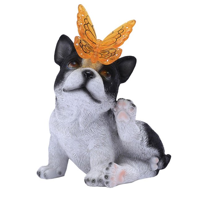 Estatua de jardín Zulema para perro con luz solar 13 x 12,5 x 15,5 cm