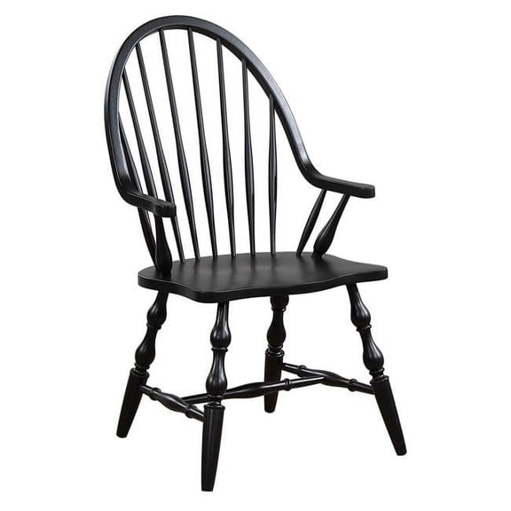 Sunset Trading 41 x 23.5 x 25 in. Black Cherry Selections Windsor Dining Chair with Arms - Antique Black