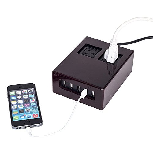 High Gloss Cherry Power Hub Charging Station Usb Ac Power Supply