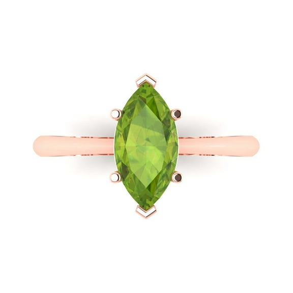 Solitaire Engagement Ring for Women - 1.5ct Natural Peridot in 14K Rose Gold Promise Ring