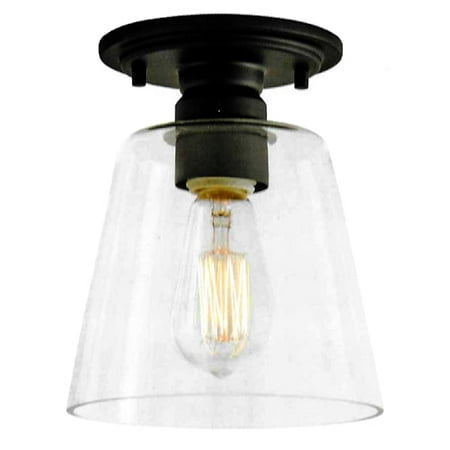

Hampton Bay Gaspar 1-Light Clear Glass Semi-Flush Ceiling Mount Fixture (Matte Black Finish)