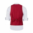thumbnail image 4 of Visaccy Men’s Slim Fit Suit One Button 3-Piece Blazer Dress Business Wedding Party Jacket Vest & Pant Red, 4 of 4