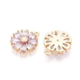 thumbnail image 2 of Real 18K Gold Plated Brass Micro Pave Cubic Zirconia Pendants Nickel Free Flower Lavender 15x12.5x3.5mm Hole: 1.4mm, 2 of 3