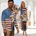 thumbnail image 2 of Psesaysky Eagle America Flag Print Couple Shirts and Dress Patriotic Clothes for Couples Womens Pencil Long Dress &Mens Dressy Shirts His or Her Clothes for 4th of July Anniversary, 2 of 6